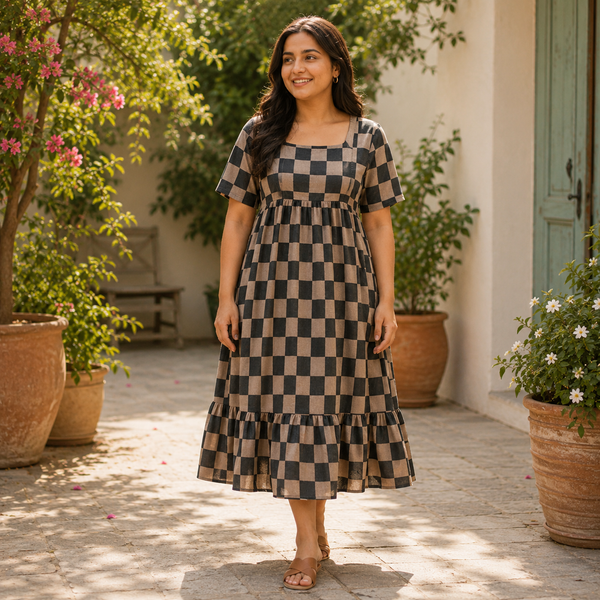 Modern Geometric Check Maternity Collection