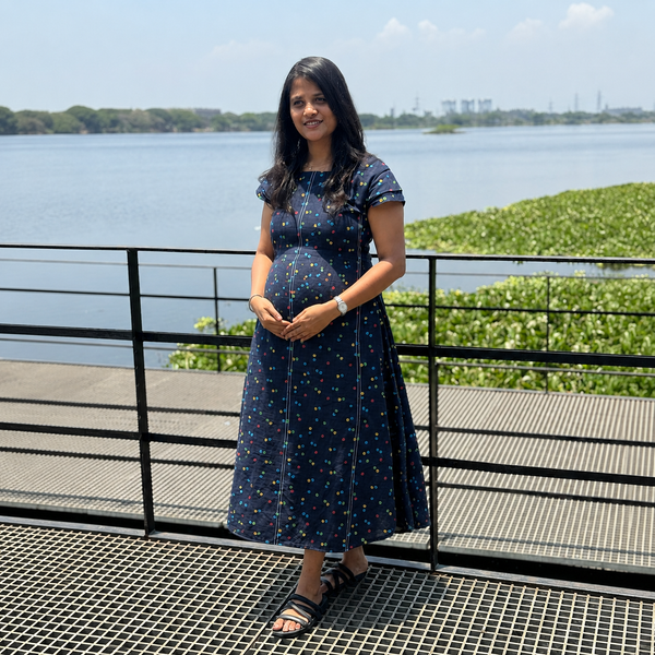 Navy Blue  Maternity Dress – Comfortable Everyday Wear for Moms-to-Be