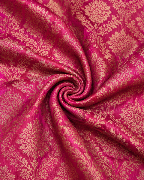Vibrant Magenta & Cream Baby Ethnic Romper – Festive Silk Outfit for Little Boys