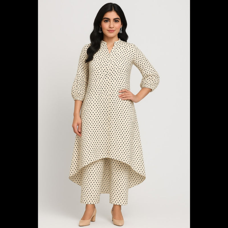 Elegant High-Low Printed Co-ord Set