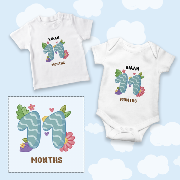 A Onesie For Every Month | 12-Month Personalized Monthly Baby Onesie Combo Pack