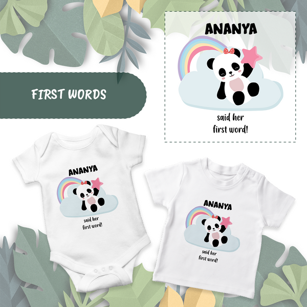 First Words Baby Personlaised Printed Onesie | Celebrate Your Baby's First Words