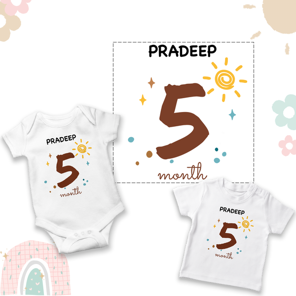 Fifth Month Birthday Printed Baby Onesies
