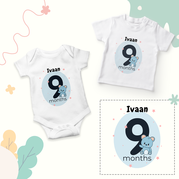12 Month Personalized Monthly Baby Romper Combo Pack