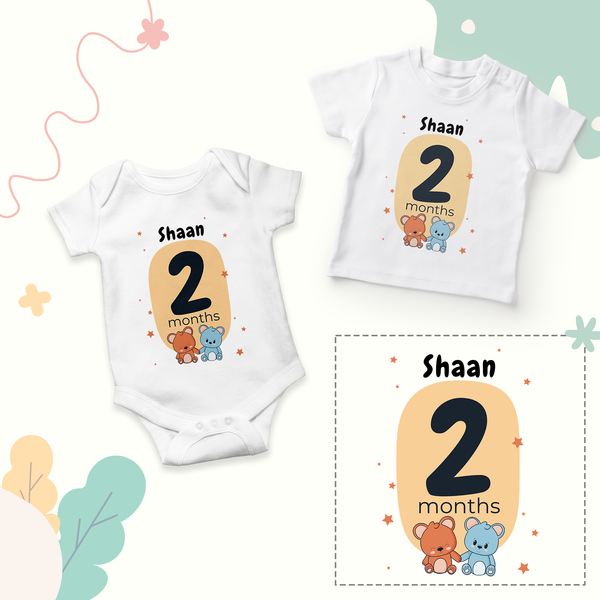 12 Month Personalized Monthly Baby Romper Combo Pack