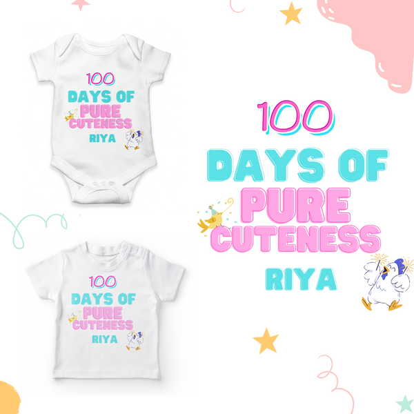 100 Days Old Onesie - Celebrate Your Little One's Special Milestone - Personalised Baby Romper With Name