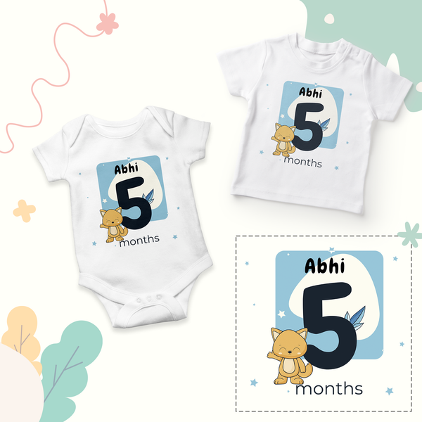 12 Month Personalized Monthly Baby Romper Combo Pack