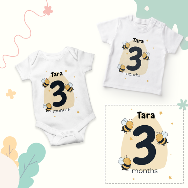 12 Month Personalized Monthly Baby Romper Combo Pack