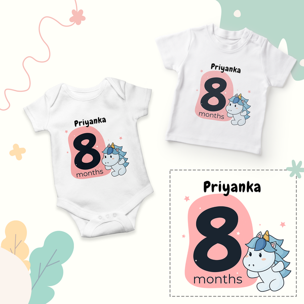 12 Month Personalized Monthly Baby Romper Combo Pack
