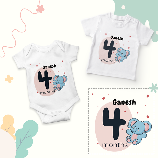12 Month Personalized Monthly Baby Romper Combo Pack