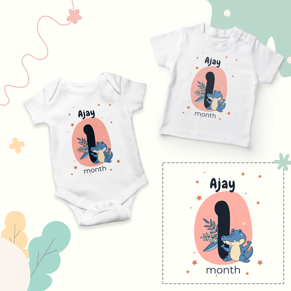 12 Month Personalized Monthly Baby Romper Combo Pack