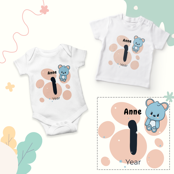 12 Month Personalized Monthly Baby Romper Combo Pack