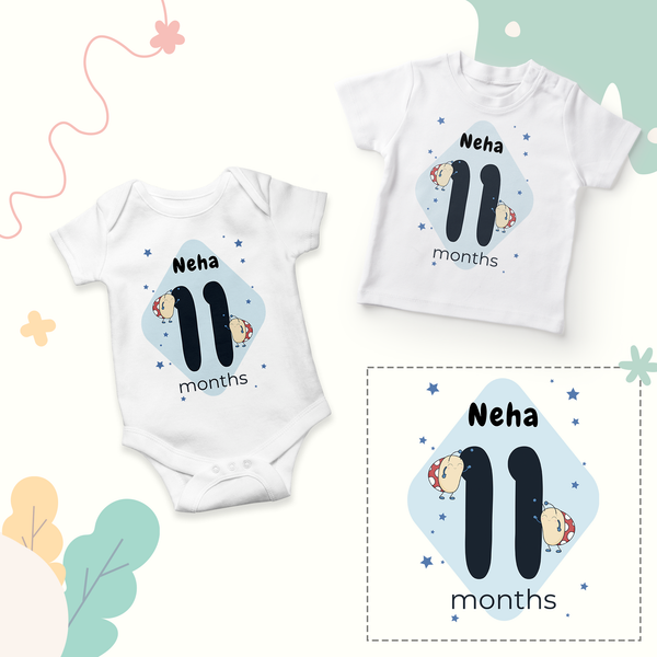 12 Month Personalized Monthly Baby Romper Combo Pack