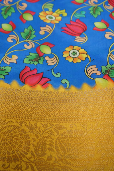 Mustard Yellow & Royal Blue Baby Ethnic Romper – Traditional Floral Festive Outfit for Little Girls