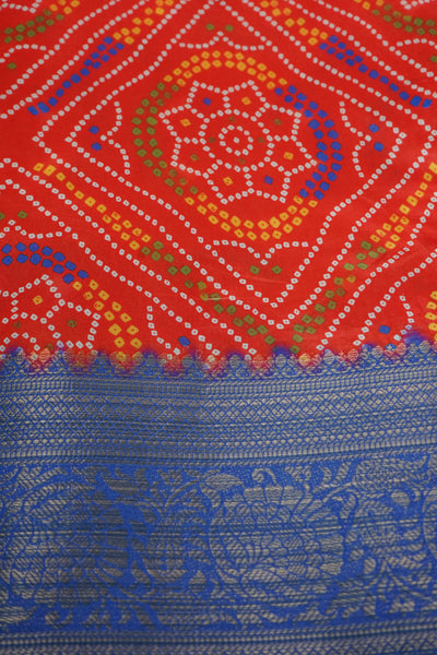 Indigo Blue & Bandhani Baby Ethnic Romper – Traditional Festive Outfit for Little Girls