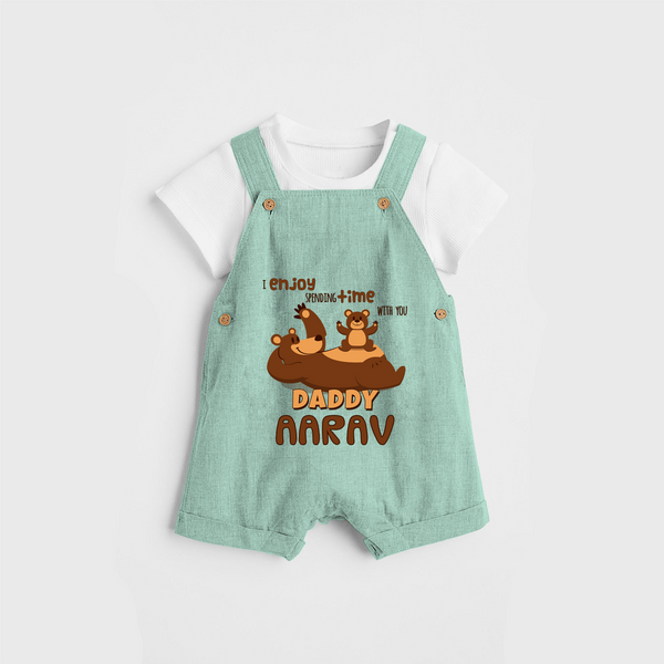 Celebrate "I Enjoy Spending Time With You DADDY" Themed Personalised Kids Dungaree - LIGHT GREEN - 0 - 5 Months Old (Chest 18")