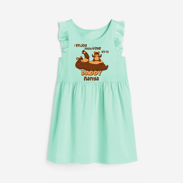 Celebrate "I Enjoy Spending Time With You DADDY" Themed Personalised Girls Frock - TEAL GREEN - 0 - 6 Months Old (Chest 18")