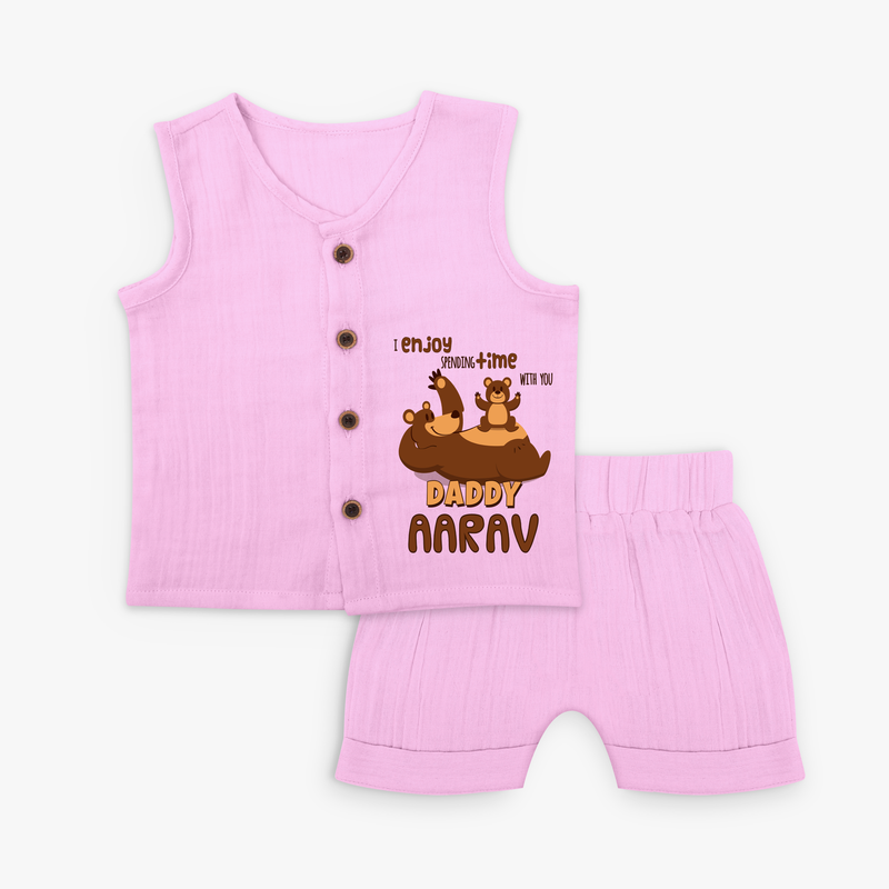 Celebrate "I Enjoy Spending Time With You DADDY" Themed Personalised Kids Jabla set - LAVENDER ROSE - 0 - 3 Months Old (Chest 9.8")