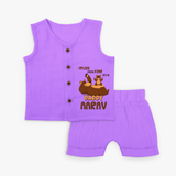 Celebrate "I Enjoy Spending Time With You DADDY" Themed Personalised Kids Jabla set - PURPLE - 0 - 3 Months Old (Chest 9.8")
