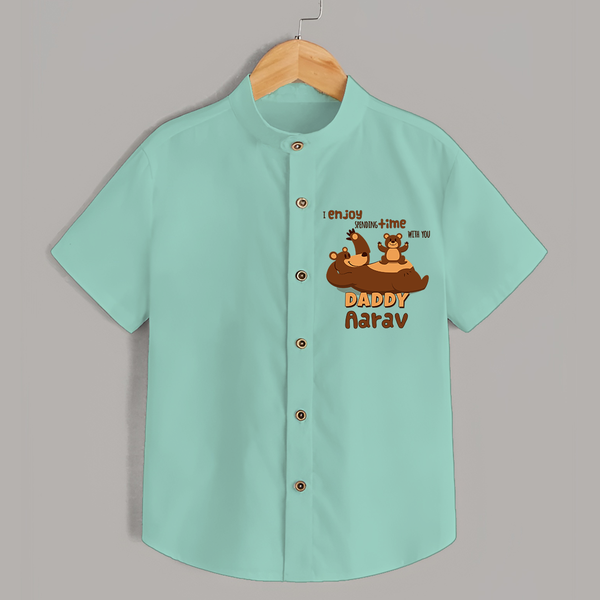 Celebrate "I Enjoy Spending Time With You DADDY" Themed Personalised Kids Shirt - LIGHT GREEN - 0 - 6 Months Old (Chest 21")