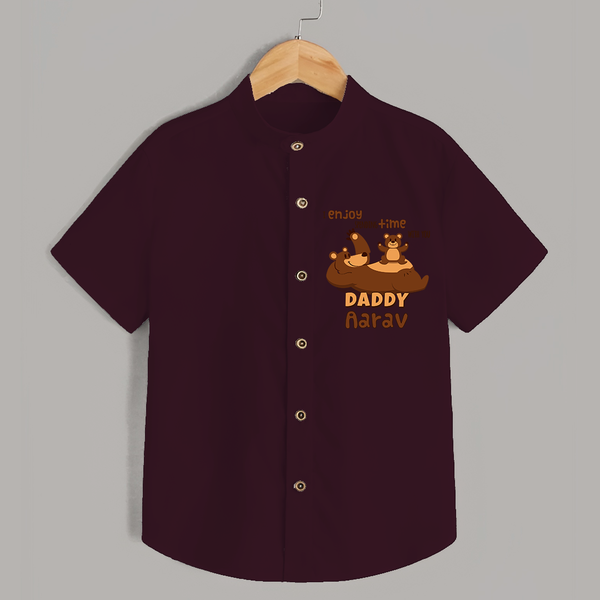 Celebrate "I Enjoy Spending Time With You DADDY" Themed Personalised Kids Shirt - MAROON - 0 - 6 Months Old (Chest 21")