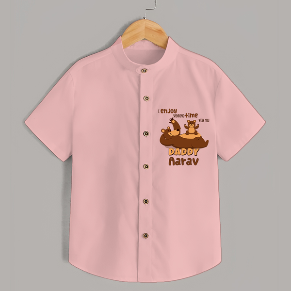 Celebrate "I Enjoy Spending Time With You DADDY" Themed Personalised Shirt for Kids - PEACH - 0 - 6 Months Old (Chest 21")
