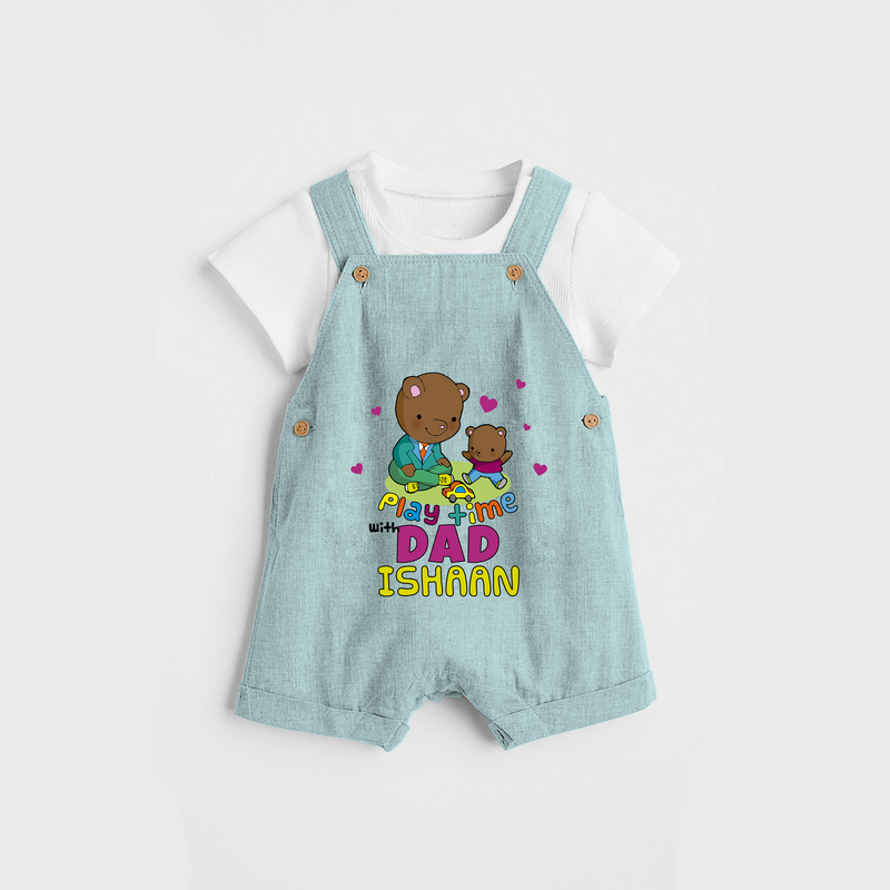 Celebrate "Play Time With Dad" Themed Personalised Kids Dungaree - ARCTIC BLUE - 0 - 5 Months Old (Chest 18")