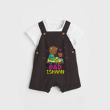 Celebrate "Play Time With Dad" Themed Personalised Kids Dungaree - CHOCOLATE BROWN - 0 - 5 Months Old (Chest 18")