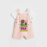 Celebrate "Play Time With Dad" Themed Personalised Kids Dungaree - PEACH - 0 - 5 Months Old (Chest 18")