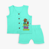 Celebrate "Play Time With Dad" Themed Personalised Kids Jabla set - AQUA GREEN - 0 - 3 Months Old (Chest 9.8")