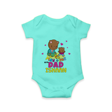 Celebrate "Play Time With Dad" Themed Personalised Baby Rompers - ARCTIC BLUE - 0 - 3 Months Old (Chest 16")