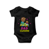 Celebrate "Play Time With Dad" Themed Personalised Baby Rompers - BLACK - 0 - 3 Months Old (Chest 16")