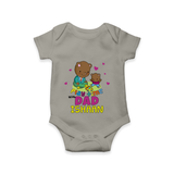 Celebrate "Play Time With Dad" Themed Personalised Baby Rompers - GREY - 0 - 3 Months Old (Chest 16")