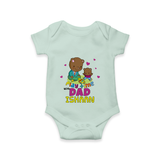 Celebrate "Play Time With Dad" Themed Personalised Baby Rompers - MINT GREEN - 0 - 3 Months Old (Chest 16")