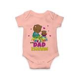 Celebrate "Play Time With Dad" Themed Personalised Baby Rompers - PEACH - 0 - 3 Months Old (Chest 16")