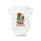Celebrate "Play Time With Dad" Themed Personalised Baby Rompers - WHITE - 0 - 3 Months Old (Chest 16")