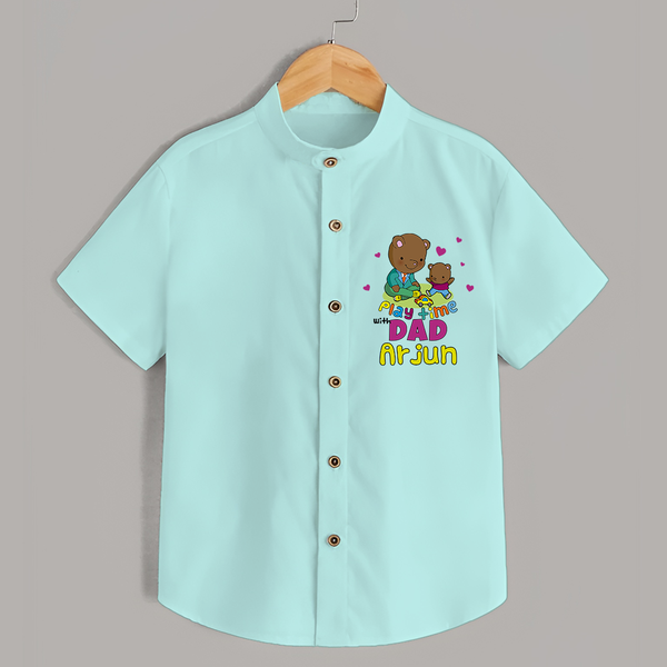 Celebrate "Play Time With Dad" Themed Personalised Kids Shirt - ARCTIC BLUE - 0 - 6 Months Old (Chest 21")