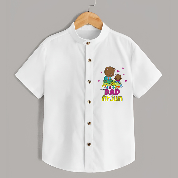 Celebrate "Play Time With Dad" Themed Personalised Shirt for Kids - WHITE - 0 - 6 Months Old (Chest 21")
