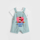Celebrate "Fun Time With DADDY" Themed Personalised Kids Dungaree - ARCTIC BLUE - 0 - 5 Months Old (Chest 18")