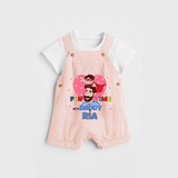 Celebrate "Fun Time With DADDY" Themed Personalised Kids Dungaree - PEACH - 0 - 5 Months Old (Chest 18")