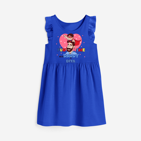 Celebrate "Fun Time With DADDY" Themed Personalised Girls Frock - ROYAL BLUE - 0 - 6 Months Old (Chest 18")