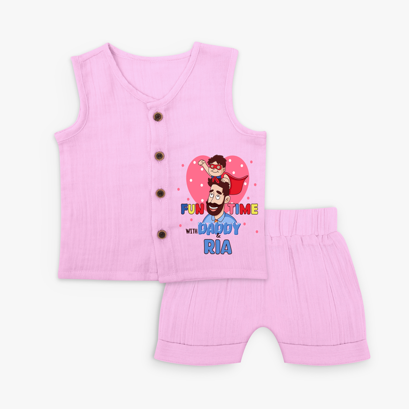 Celebrate "Fun Time With DADDY" Themed Personalised Kids Jabla set - LAVENDER ROSE - 0 - 3 Months Old (Chest 9.8")