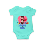 Celebrate "Fun Time With DADDY" Themed Personalised Baby Rompers - ARCTIC BLUE - 0 - 3 Months Old (Chest 16")