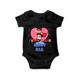 Celebrate "Fun Time With DADDY" Themed Personalised Baby Rompers - BLACK - 0 - 3 Months Old (Chest 16")