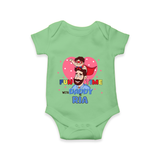 Celebrate "Fun Time With DADDY" Themed Personalised Baby Rompers - GREEN - 0 - 3 Months Old (Chest 16")