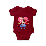 Celebrate "Fun Time With DADDY" Themed Personalised Baby Rompers - MAROON - 0 - 3 Months Old (Chest 16")