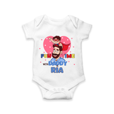 Celebrate "Fun Time With DADDY" Themed Personalised Baby Rompers - WHITE - 0 - 3 Months Old (Chest 16")