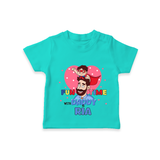 Celebrate "Fun Time With DADDY" Themed Personalised T-shirts - TEAL - 0 - 5 Months Old (Chest 17")