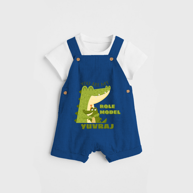 Celebrate "You Are My Role Model" Themed Personalised Kids Dungaree - COBALT BLUE - 0 - 5 Months Old (Chest 18")