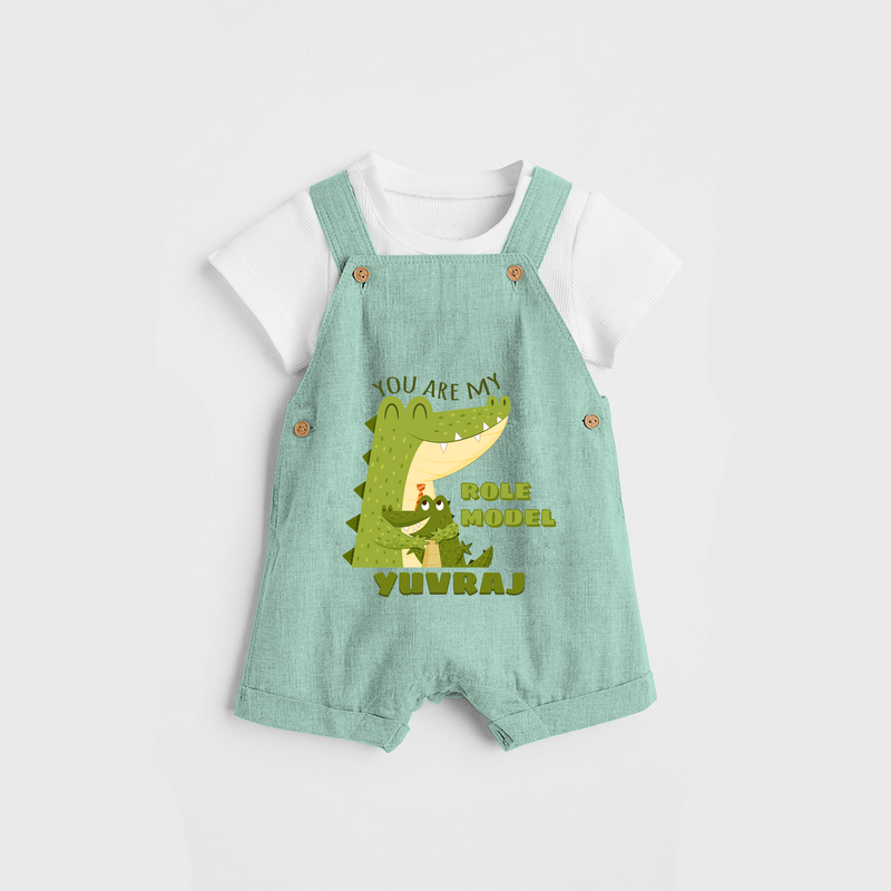 Celebrate "You Are My Role Model" Themed Personalised Kids Dungaree - LIGHT GREEN - 0 - 5 Months Old (Chest 18")